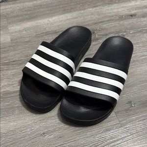 adidas Black and White Slide Sandals